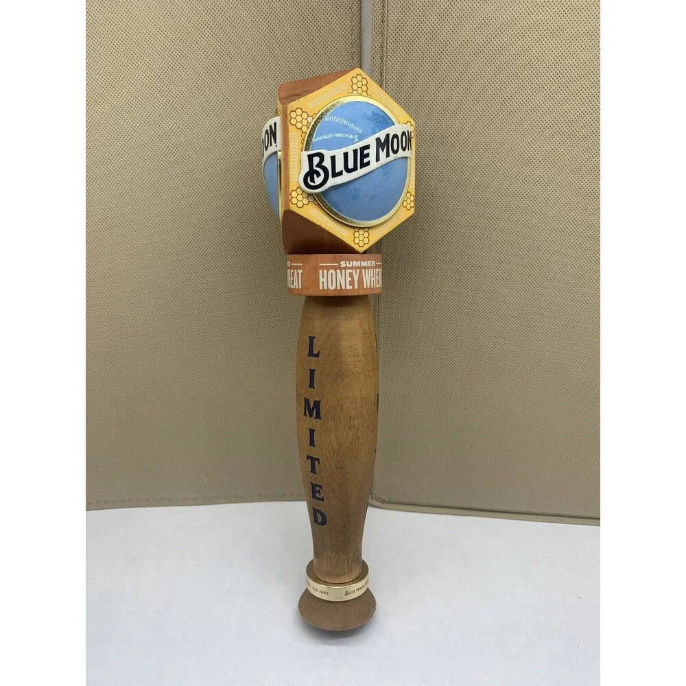Blue Moon Summer Honey Wheat Limited Wooden Tap Handle Man Cave Decor 11